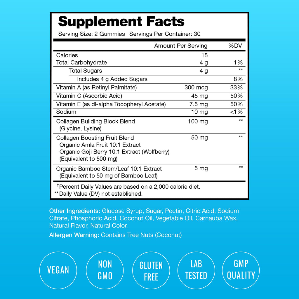 NutraChamps Collagen Boosting Gummies, Collagen Booster Gummy for Natural Collagen Production, Vegan Pectin Supplements Chews for Women & Men, 60 Peach Gummies (Pack of 2)