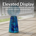 Sunnydaze Glass Gazing Ball Stand for Outdoors, Deep Ocean Swirl