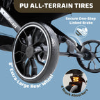 Kicari All-Terrain Dog Stroller for Small to Medium Dogs, Pet Stroller for Dogs & Cats Outdoor Walks, One-Hand Easy Fold, Double-Layer Anti-UV & Waterproof Canopy & Breathable Mesh, Midnight Blue