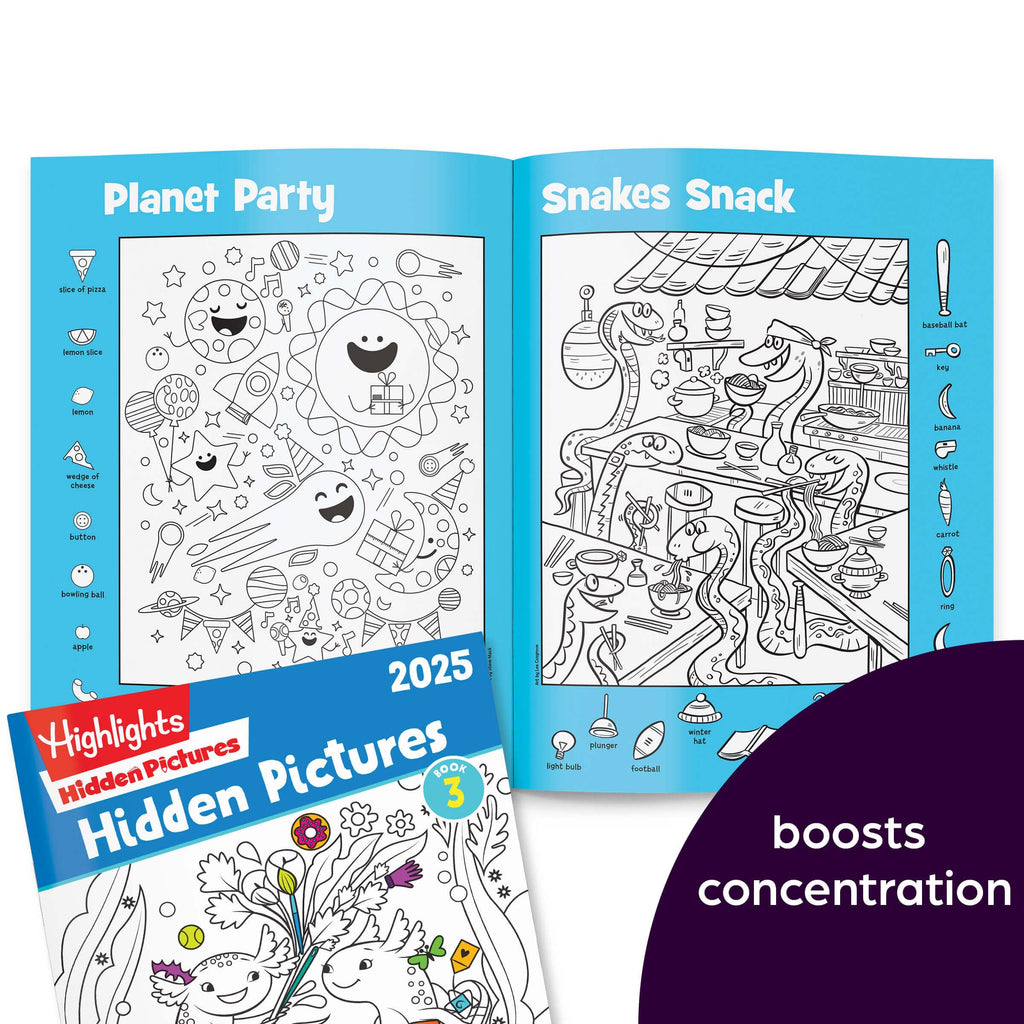 Highlights Hidden Pictures 2025 Activity Books for Kids Ages 6 and Up, 4-Book Set of Travel-Friendly Screen Free Seek and Find Fun, Books Double as Coloring Books