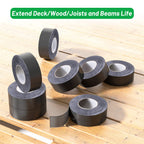 Felizshop Joist Tape for Decking, 2" x 50' Butyl Deck Tape Waterproof Seal and Weather Resistance Self-Adhesive Flashing Tape,Anti-Corrosion for Wood Joists and Beams-Black (8 Roll)