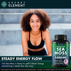 Secret Element Sea Moss Capsules with Burdock Root, Bladderwrack & Muira Puama – Plant-Based Sea Moss Supplement with Raw Powder – 120 Capsules