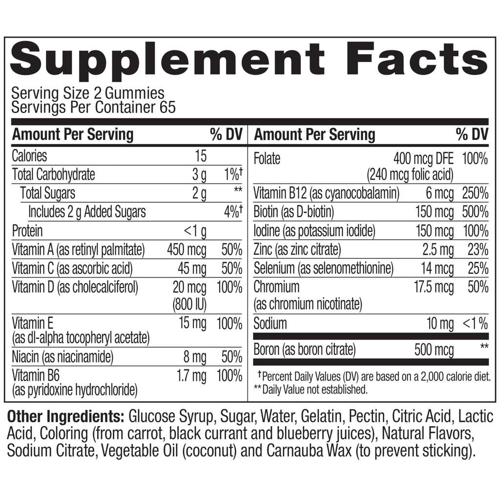 OLLY Women's Multivitamin Gummy, Women's Overall Wellness,* Vitamins A, C, D, E, Biotin, Folic Acid, Adult Chewable Supplement, Berry Flavored, 65 Day Supply - 130 Count