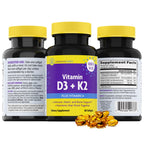 InnovixLabs Vitamin D3 K2-5000 IU Vitamin D3 Plus 600 mcg Vitamin K2 MK4 and MK7 for Max Calcium Absorption, Supports Bone, Immune, Heart Health, 3rd Party Tested, Gluten Free, 60 Softgels