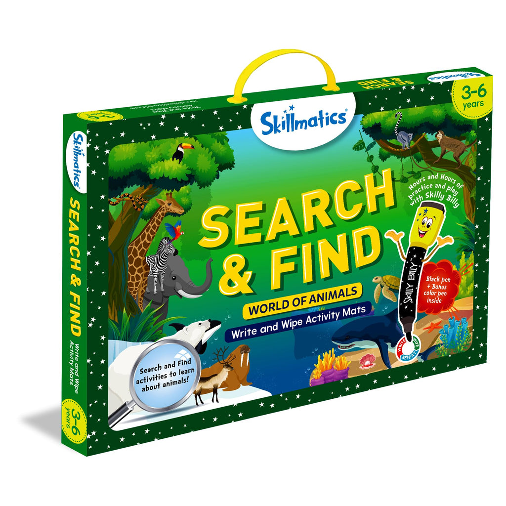 Skillmatics Search and Find Animals Educational Game - Reusable Preschool Learning Activities, Perfect for Toddlers & Kids Who Love Toys, Art & Crafts, Builds Vocabulary, Gifts for Ages 3, 4, 5, 6