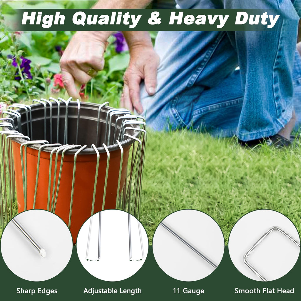 FEED GARDEN 6 Inch 200 Pack Galvanized Landscape Staples 11 Gauge Anti-Rust Garden Stakes Landscaping Fabric SOD Pins Yard Stakes for Christmas Decoration Weed Barrier Fabric