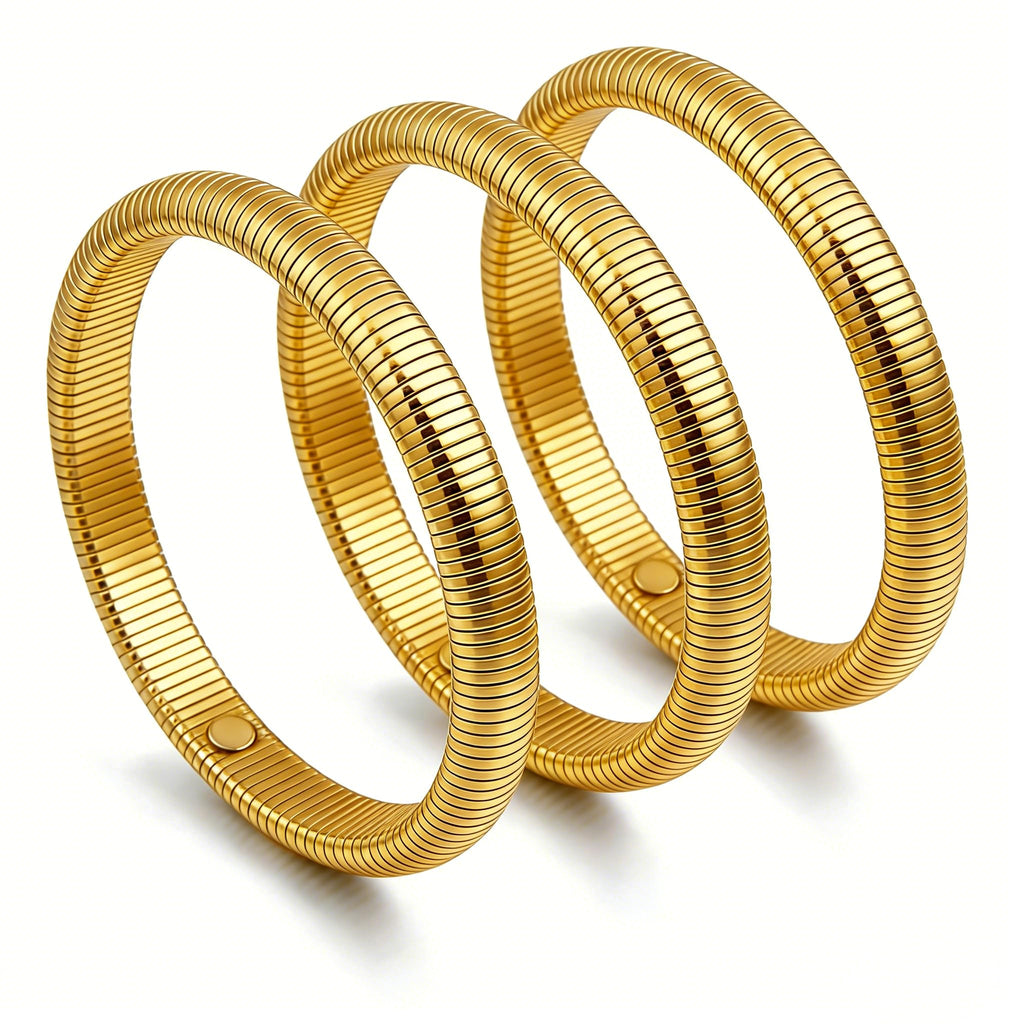 Awinesn 18K Gold Plated Bracelets for Women Gold Bangles for Women Chunky Bangle Bracelets Bracelets Stack Tarnish Free Bangle Set of 3 Accessories for Her Gifts