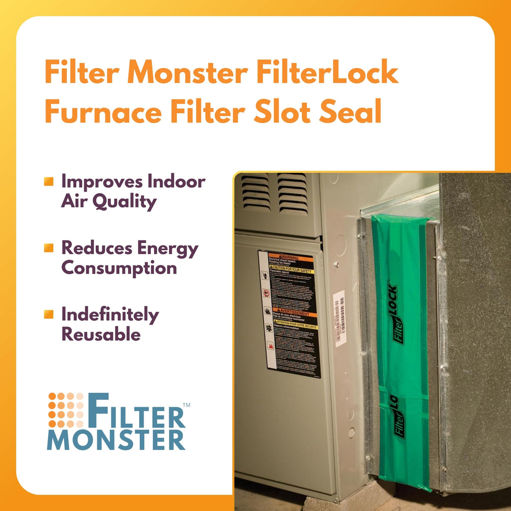 AllergyZone FilterLock Furnace Filter Slot Seal – Magnetic Seal Cover for Any 1” Furnace Filter, Up To 25” Long, Reduce HVAC Air Leaks, Green