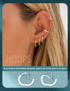 LOLIAS 14K Gold Plated Flat Back Earrings - Hypoallergenic Surgical Stainless Steel Stud Hoop Earrings for Women Girls Kids Cute Stud Earring Set Small Huggie Hoops Cartilage Earring Stacks