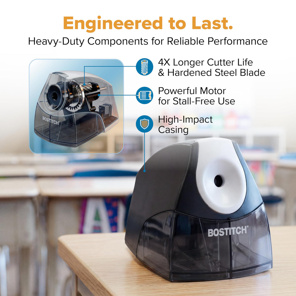 Bostitch Electric Pencil Sharpener for Classroom and Desk, Black