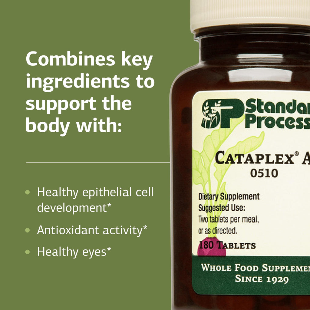 Standard Process Cataplex A - Supports Eye Health & Mucous Membranes - Supports Healthy Vision & Provides Antioxidant Vitamin A - Non-Dairy & Non-Soy - 180 Tablets