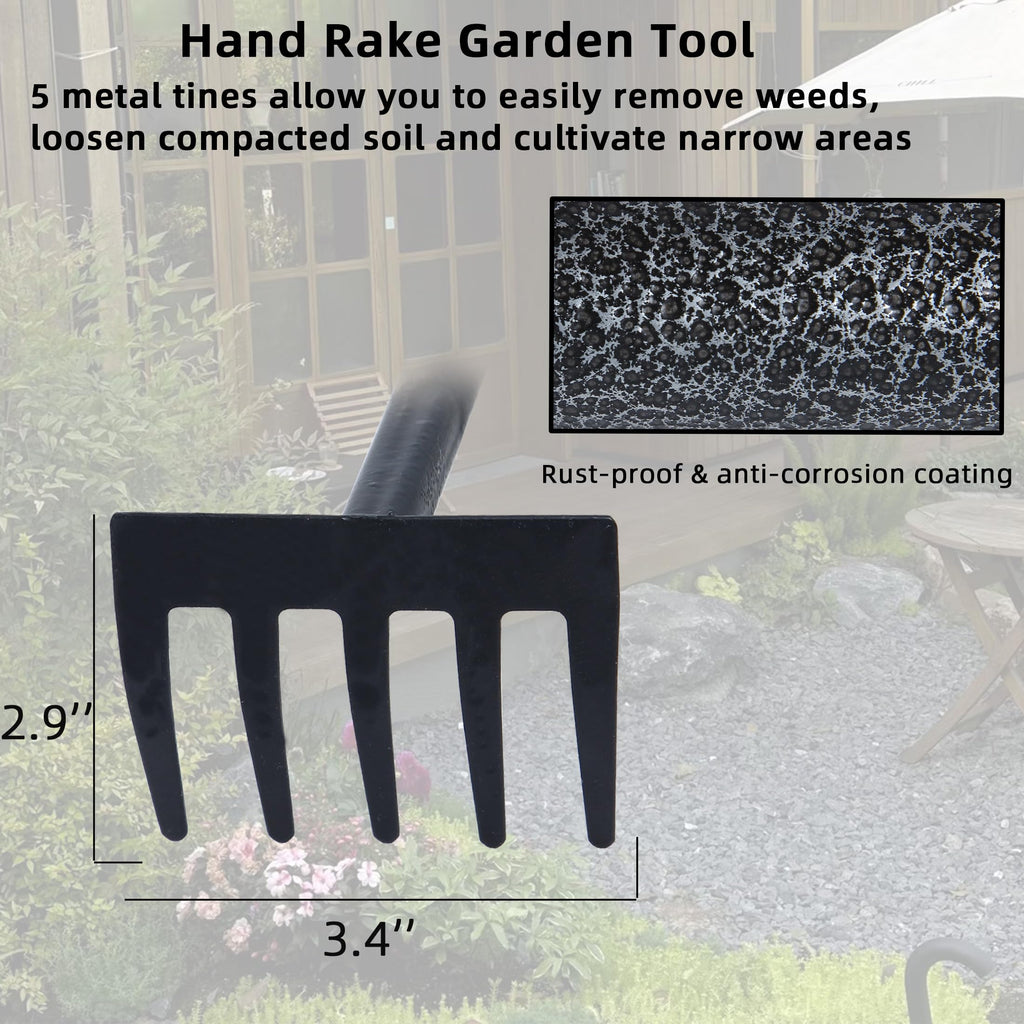 KLDOLLAR Hand Rake, Adjustable Handle Garden Small Rake Garden Tool
