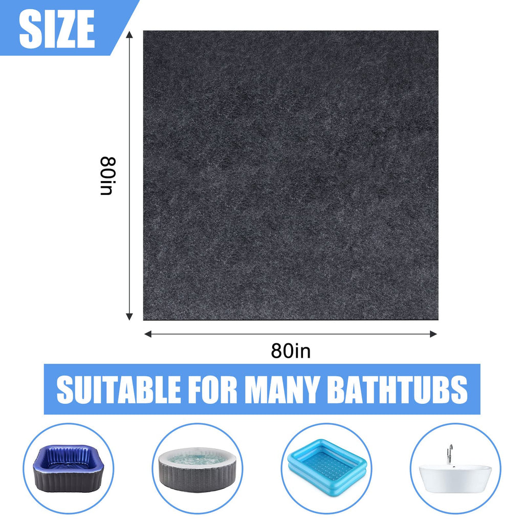 80 * 80 inch Inflatable Hot Tub Mat, Outdoor Indoor, Waterproof Slip-Proof Backing, Absorbent Spa Pool Ground Base Flooring Protector for Hot Tub