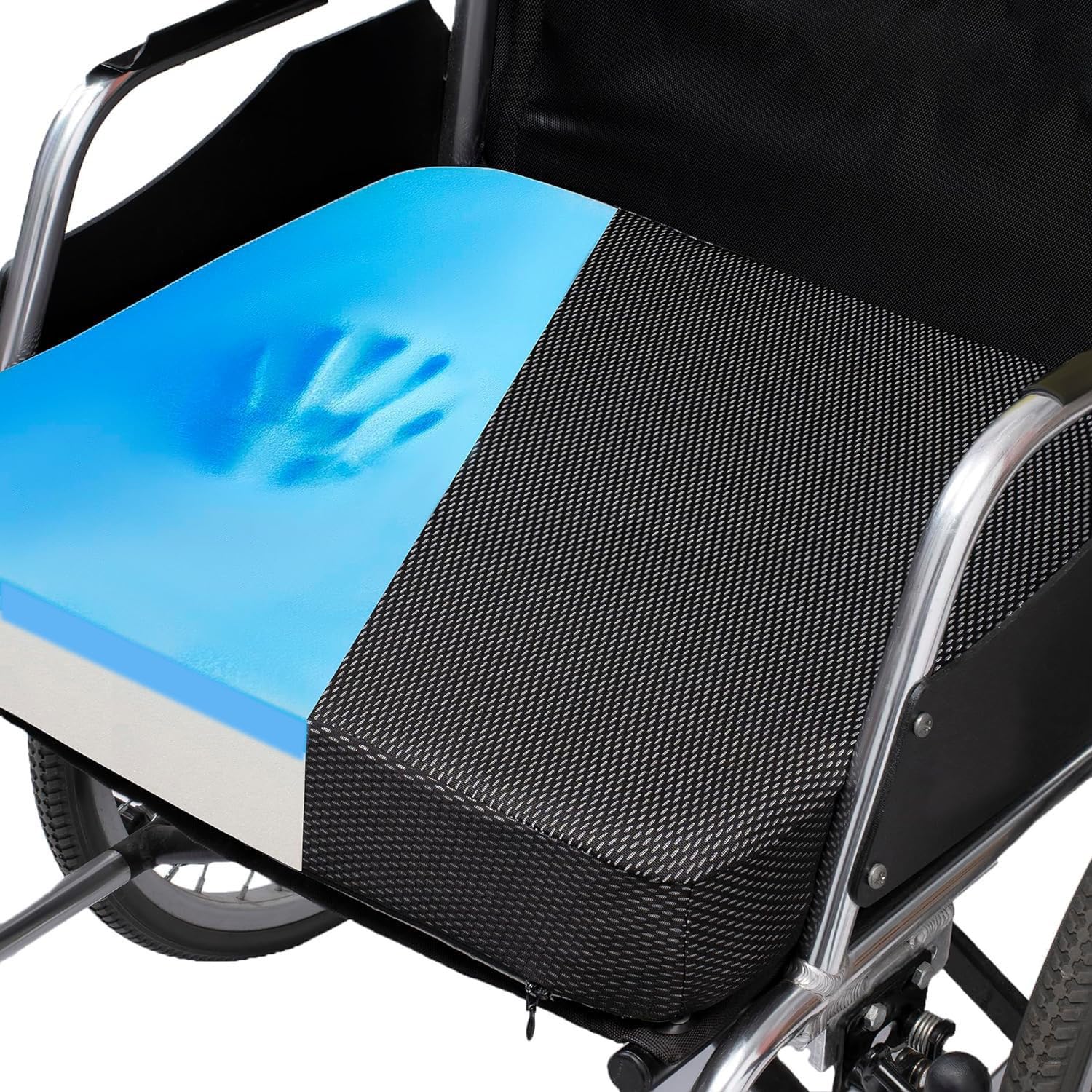 CYLEN Ifoam Gel Infused Memory Foam Layer Wheelchair Cushion - Seat Cushion for Wheelchair-Office Chair, Kitchen Chair, Car Seats-Pressure Sore and Tailbone Pain Relief-High Dense Polyfoam Base(Black)