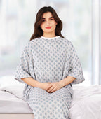 Unisex Hospital Gowns Back-Tie Patient Gowns, Blue Red Diamond, Pack of 6