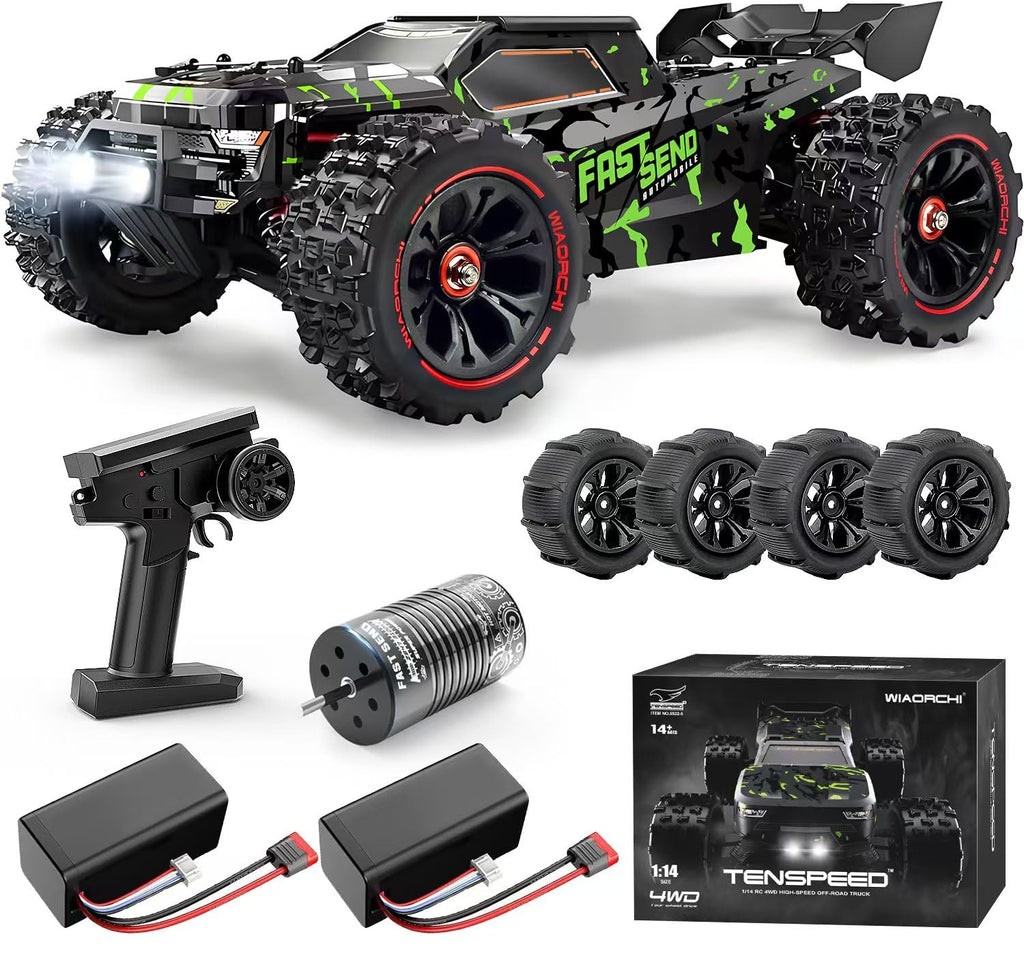 1/14 Brushless RC Cars for Adults Fast 50+ mph, RC Trucks 4x4 Offroad Waterproof, Electric Powered High Speed Remote Control Car, Fast Extreme All Terrain RC Truggy with 3S Battery for Snow Sand