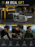 FOSHANEER UV400 Photochromic Polarized Safety Glasses - Impact Resistant Outdoor Sports Eyewear with Transition Lenses - Anti-Glare Protective Work Sunglasses for Cycling, Driving & Fishing (Bule)