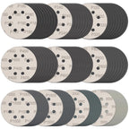 100 Pcs 5 Inch Sanding Discs Hook & Loop 8 Holes Wet Dry Sandpaper 180 240 320 400 600 800 1000 1500 2000 3000 Assortment Grits Silicon Carbide Orbital Sander Sand Paper for Wood Automotive Metal
