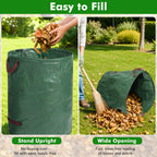 Gixmuoiy Reusable Yard Waste Bags, 72 Gallon Lawn and Leaf Bags 3-Pack, Collapsible Heavy-Duty Garden Bags, Stand-Up Yard Waste Container for Leaves, Grass Clippings and Lawn Debris