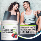 BlueEarth Company L-Arginine 5000mg + L-Citrulline 2000mg Complex Powder Supplement - Nitric Oxide Booster - Heart Health, Blood Flow, Energy & Endurance - 30 Servings (Berry Blend)