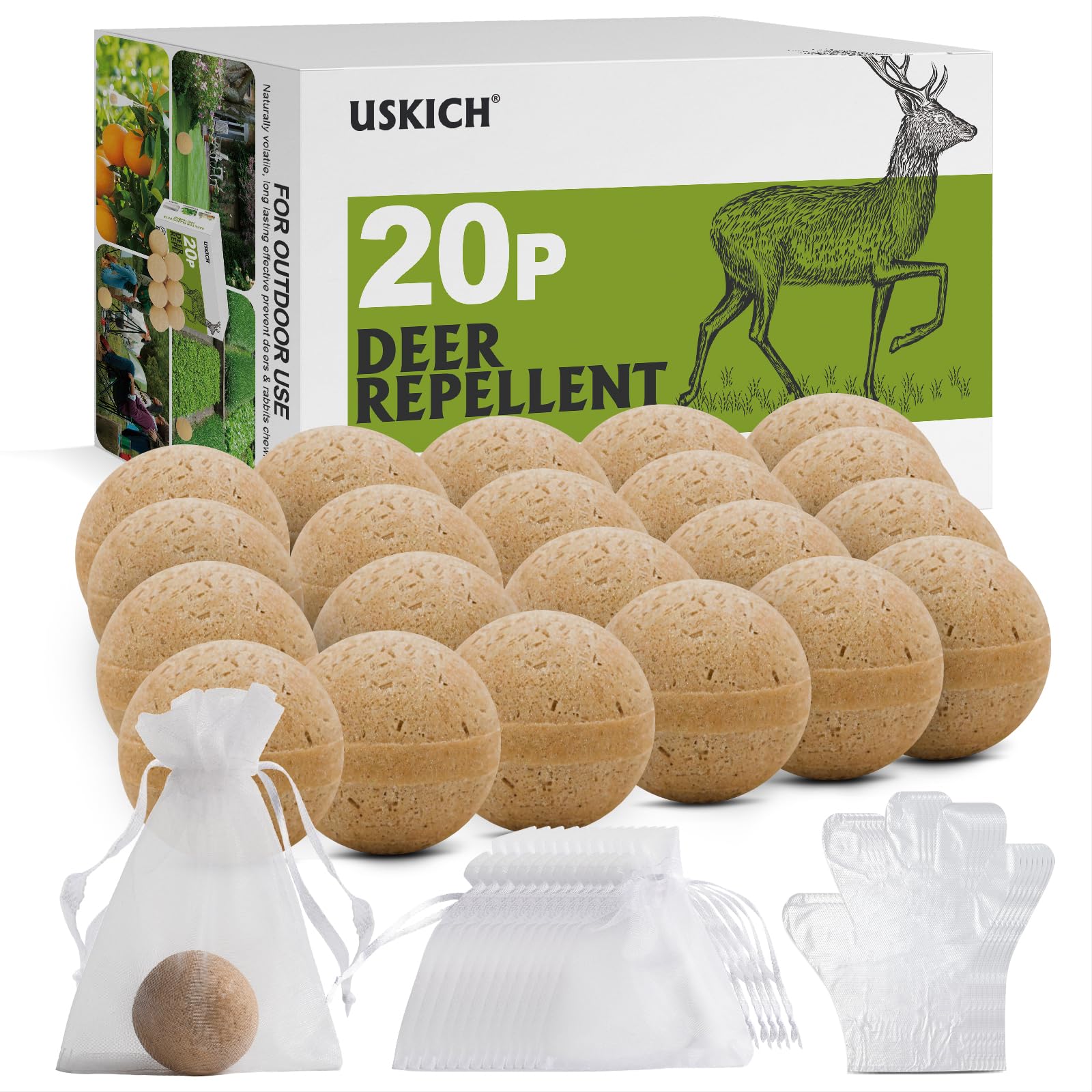 20 Pack Deer Repellent, Rabbit Repellent, Deer Deterrent, Powerful Deer Repellent Outdoor for Plants, Rabbit Repellant for Garden, Deers Repellent for Outdoor Tree Yard, Safe for Deer and Plants