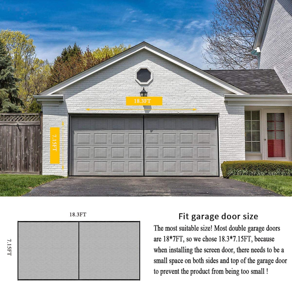 LIAMST Garage Door Screen for 18x7FT ，2 Car Garage Doors- Reinforced Fiberglass Door Screen,Stronger High Energy Magnets ， Magnetic Screen Door…