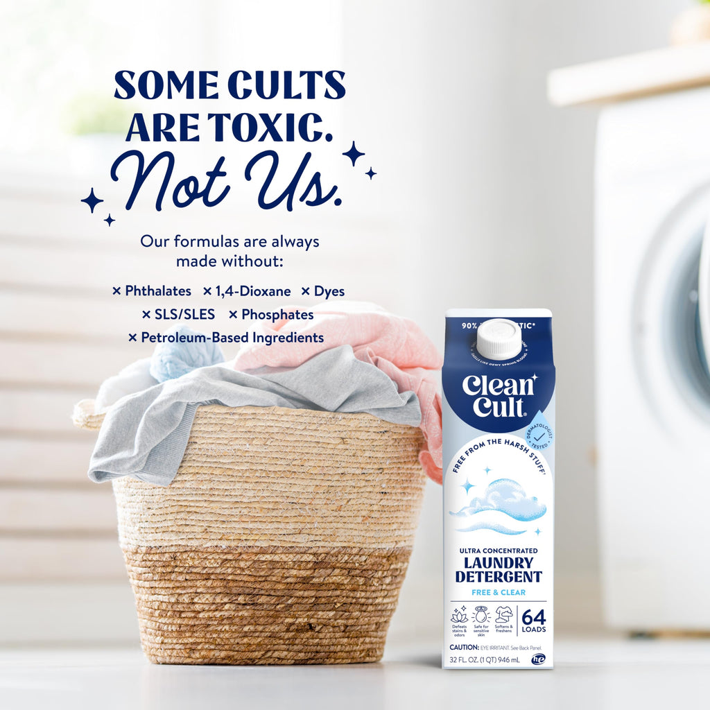 Ultra Concentrated Liquid Laundry Detergent Soap, 192 loads (96 oz), 90% Less Plastic, No Harsh Chemicals, Free & Clear, Defeats Stains & Odors, Eco-friendly, HE/Standard Compatible