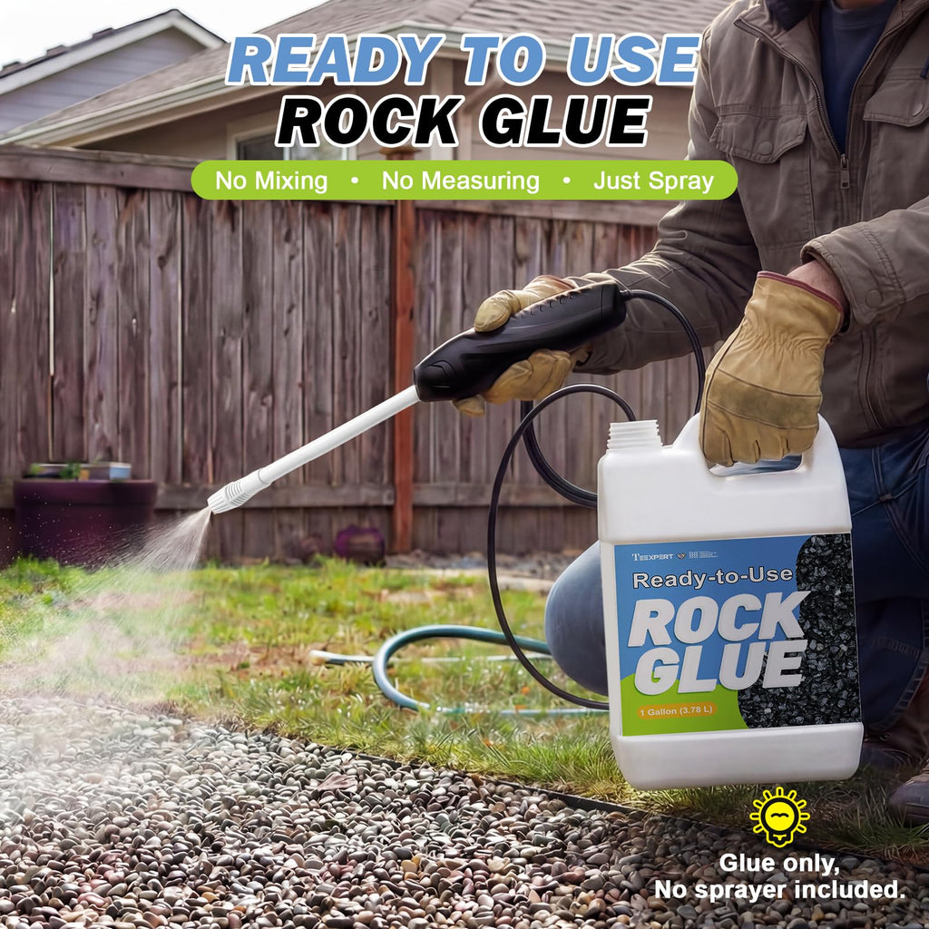 Teexpert Rock Glue for Landscaping: 2 Gallon New 2026 Formula Ready-to-Use Gravel Glue for Pea Gravel, Stones, Pebbles, River Rock – Strong Adhesion for Outdoor Landscape, Driveways Edge, Patio, Yard
