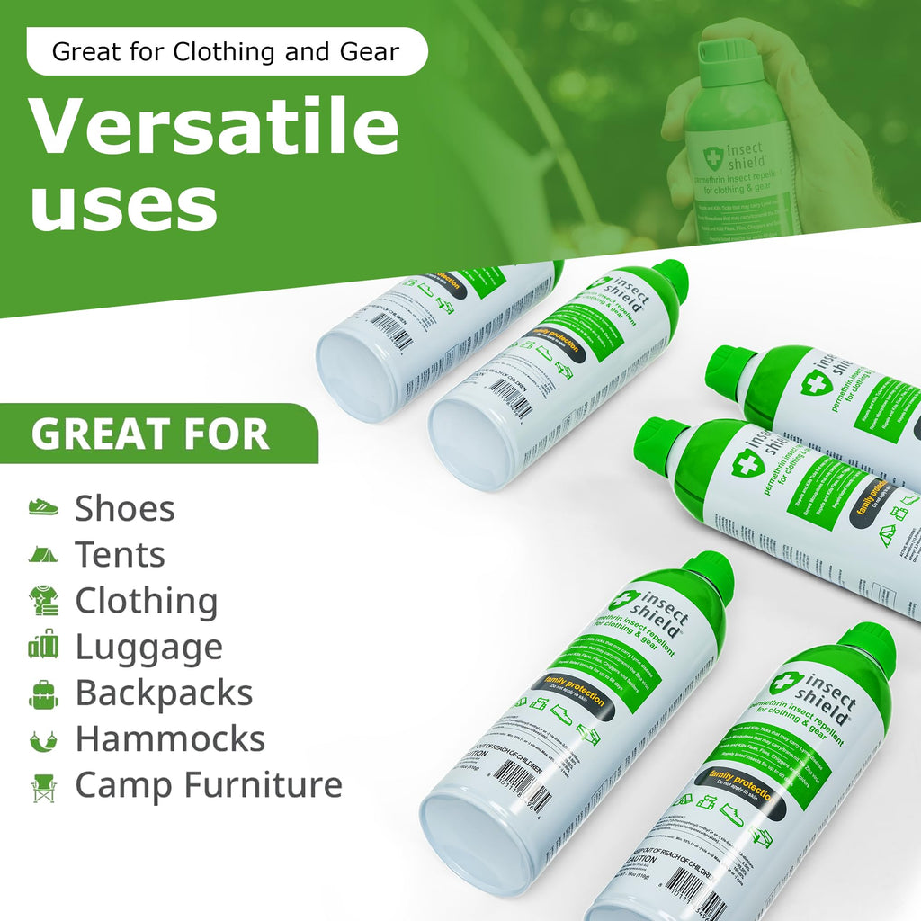 Insect Shield Premium Permethrin Spray - Tick, Flea, Fly, Mosquito, Chigger, Spider & Bed Bug Repellent for Clothing, Gear, Furniture, & Tents, Lasts up to 60 Days, Clear, 18 Oz Aerosol