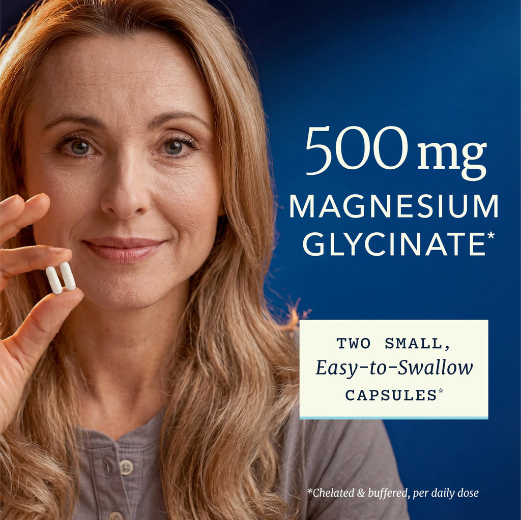 Magnesium Glycinate 500mg | High Absorption | Sleep, Muscle, Bone, Heart Health & Relaxation Support for Women & Men | Chelated Mag Glycinate | Magnesium Supplement | Vegan & Non-GMO | 120 Capsules
