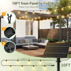 Amzrap 100FT Solar String Lights Outdoor Waterproof, 35+1 LED Shatterproof Bulbs Solar Powered with Remote & USB Port, 3 Light Modes Dimmable Patio Lights for Backyard, Garden, Camping