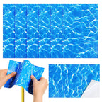 Yexiya 6 Pcs PVC Pool Repair Patches 8.45x5.51 Inch - Heavy-Duty Vinyl Adhesive Patch Kit for Above Ground Pools, Air Mattress, Inflatable Boats, Tents(Ripple,Light Blue)
