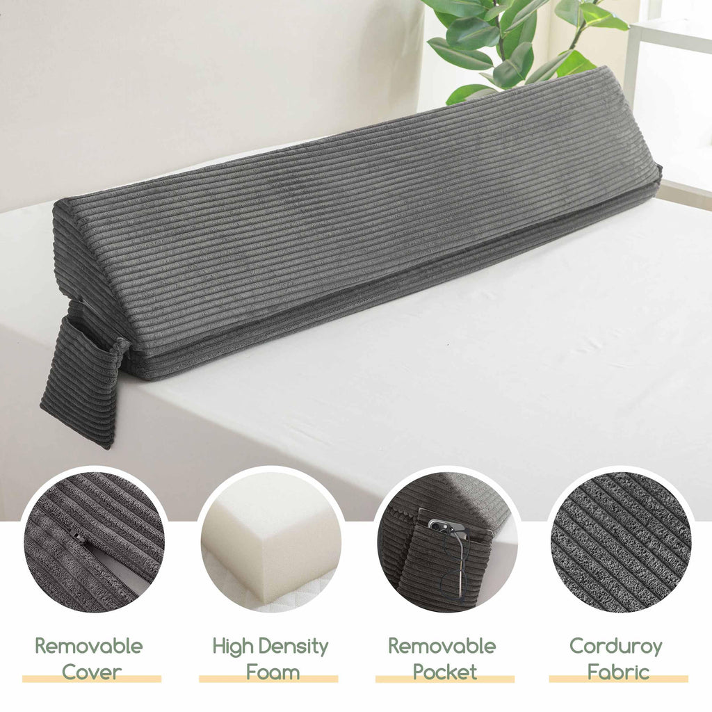 HIGOGOGO King Size Wedge Pillow for Headboard Gap - Multi Functional Mattress Wedge Bed Gap Filler Close The Gap (0-7") Between Your Mattress and Headboard or Wall (Grey 76"x11"x9")