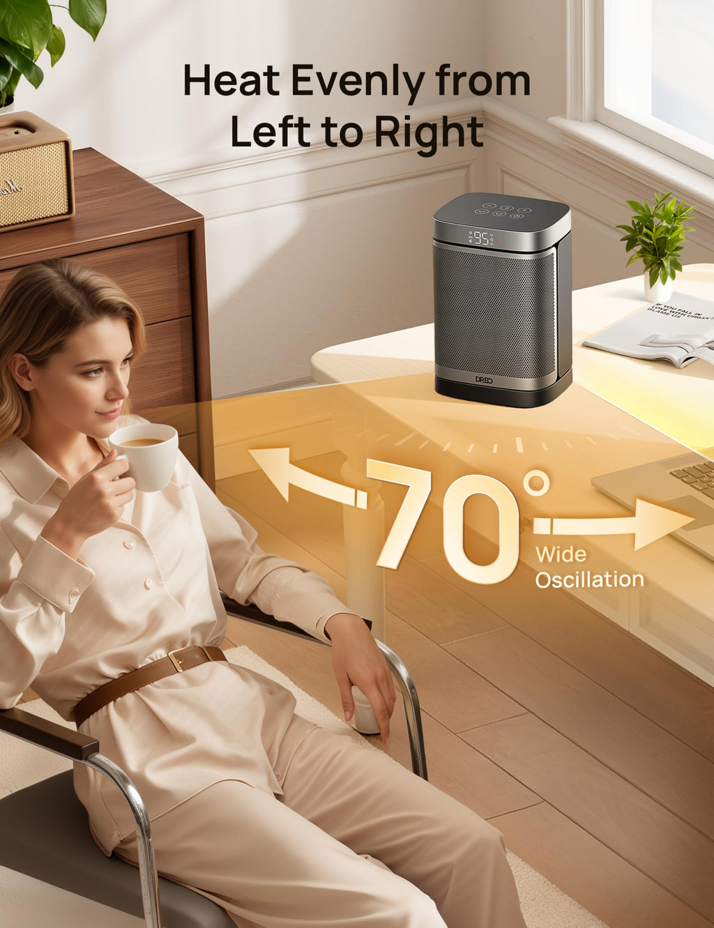 DREO Space Heater, Portable Electric Heaters for Indoor Use with Thermostat