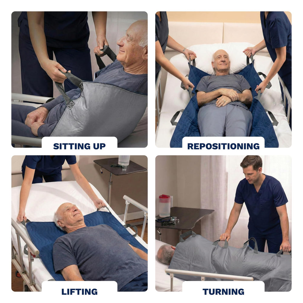 Teal Elite Washable Positioning Bed Pad with 8 Reinforced Handles – 34"x52" Waterproof, Quick-Dry, Absorbent Underpad for Elderly Care, Turning, Lifting & Incontinence Protection
