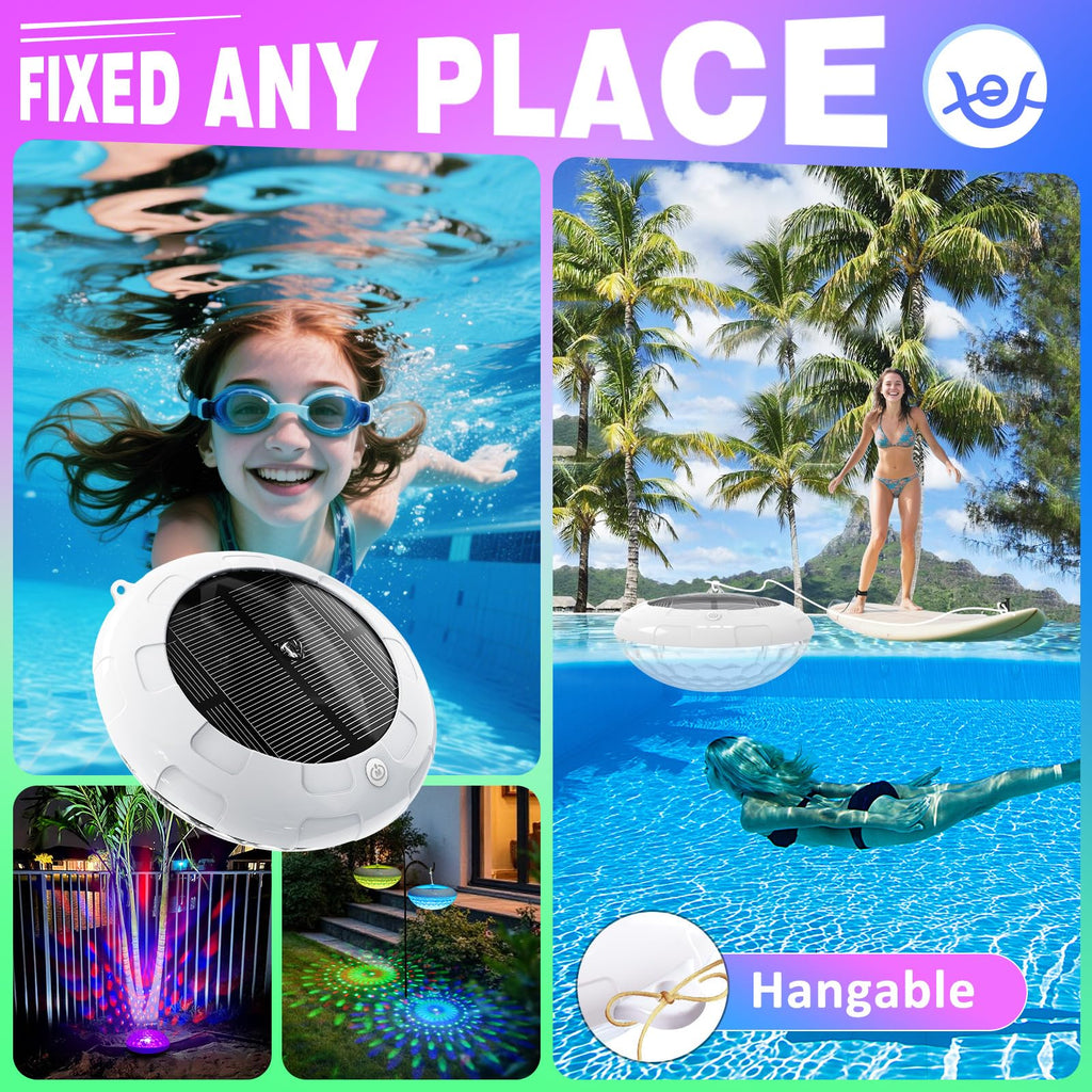 Cootway Floating Pool Lights w/Remote, 6.5 Inch RGB Solar Pool Lights That Float with 9 Dynamic Lighting, IP68 Waterproof Pool Floating Light, Hangable Solar Floating Light for Pools Party Garden(4)