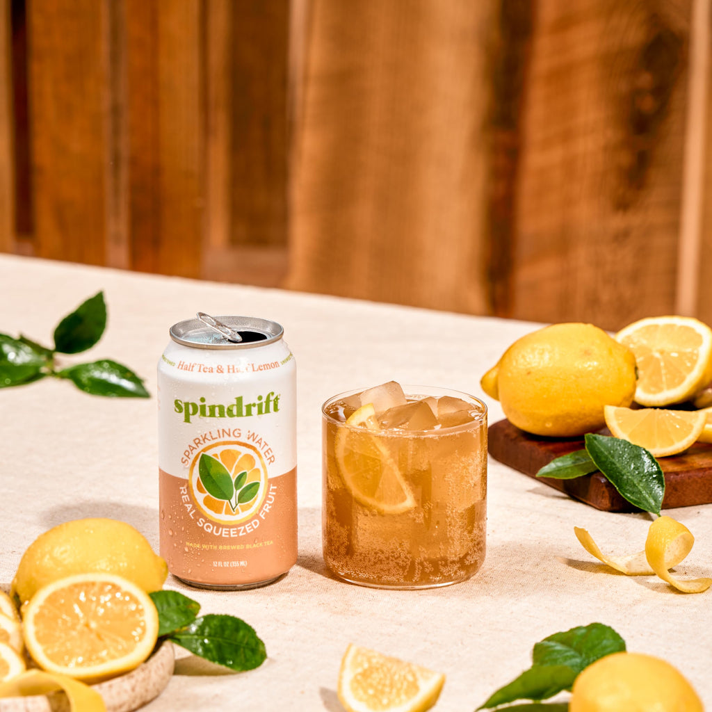 Spindrift Sparkling Water, Half Tea & Half Lemon Flavored, Made with Real Squeezed Fruit, 12 Fl Oz Cans, Pack of 24 (Only 5 Calories per Can)