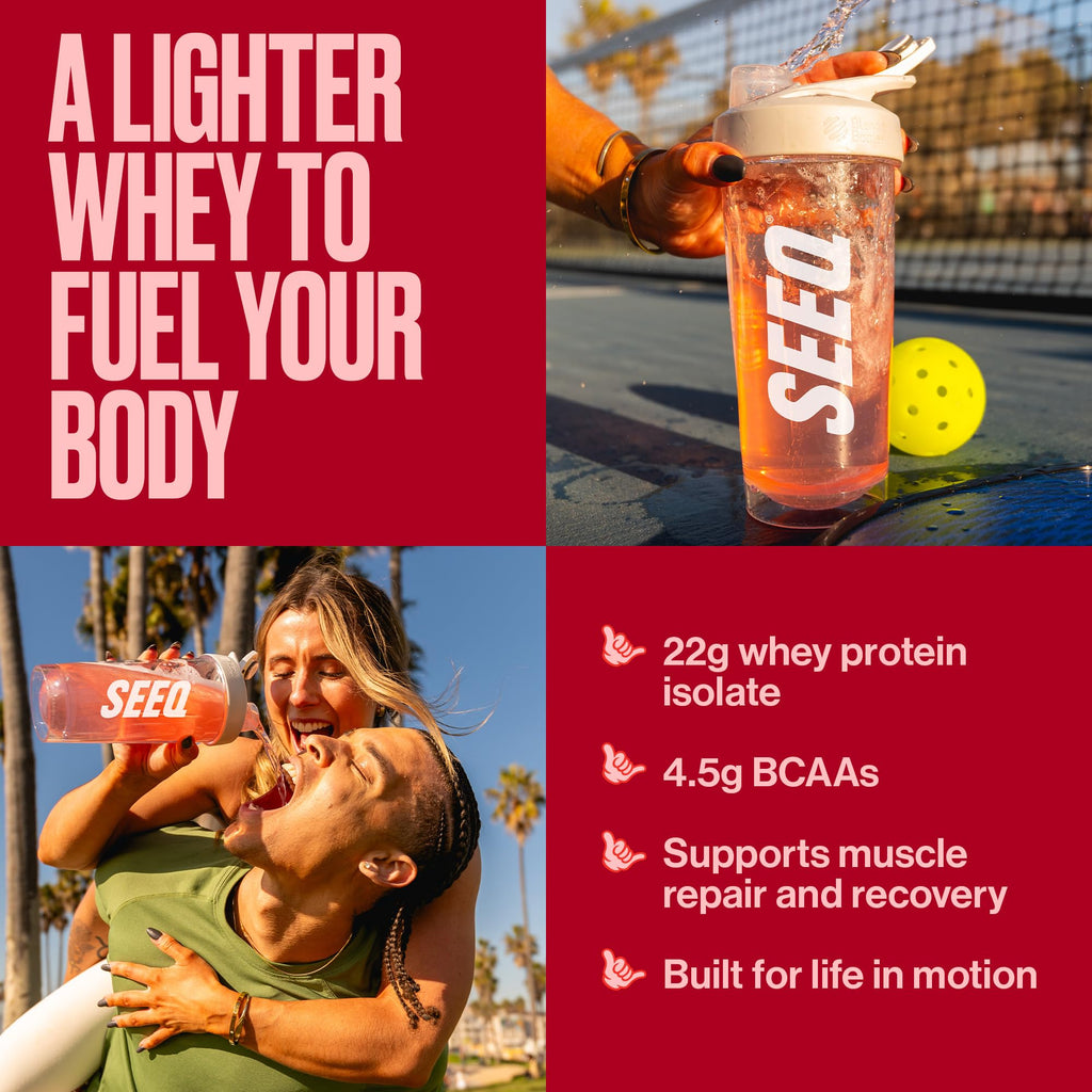 SEEQ Clear Protein Powder - Watermelon Wave - 22 Servings - 22g Clear Whey Protein Isolate - Zero Sugar - 0g Lactose - Allergen Friendly - GLP1 Support - Bone Health - Muscle Post Workout Recovery