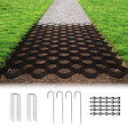 Gravel Grid 3'' Depth with Metal Stakes, 6.6x16.4 FT Geogrid for Gravel Driveway 2200 lbs per Sq FT Erosion Control Ground Grid Gravel Stabilizer Grid for Driveway, Parking Lot, Slope, Walkway, Patio