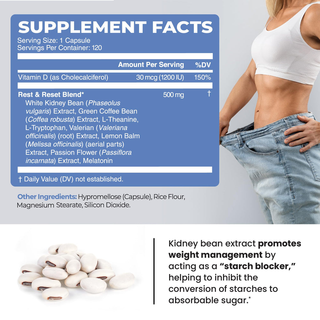 Night Time Fat Burner to Shred While You Sleep | Belly Fat Burner, Carb Blocker and Weight Loss Support Supplements | Lose Weight, Support Metabolism and Fall Asleep | 120 Nighttime Diet Pills