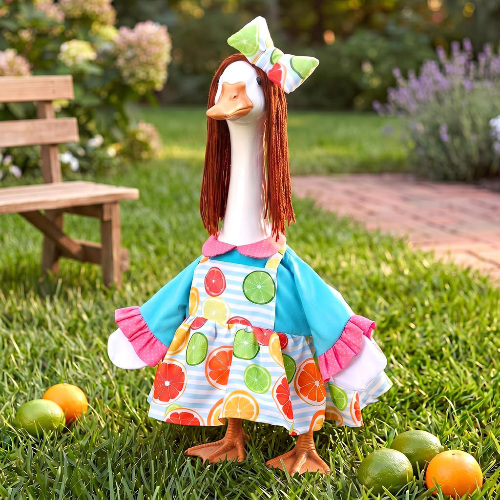 Soulchen Summer Porch Goose Outfits for 23 Inch Lawn Statue Lemon Porch Goose Dress Clothes Costume for Outdoor Garden Decor