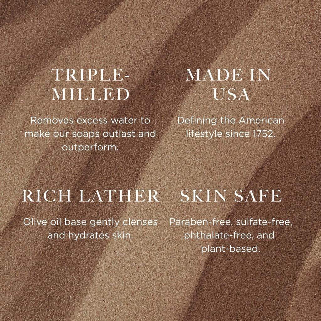 Caswell-Massey Triple Milled Heritage Woodgrain Sandalwood Three-Soap Set, Scented & Moisturizing Bath Soap, Made In The USA, 3 Count (Pack of 1)