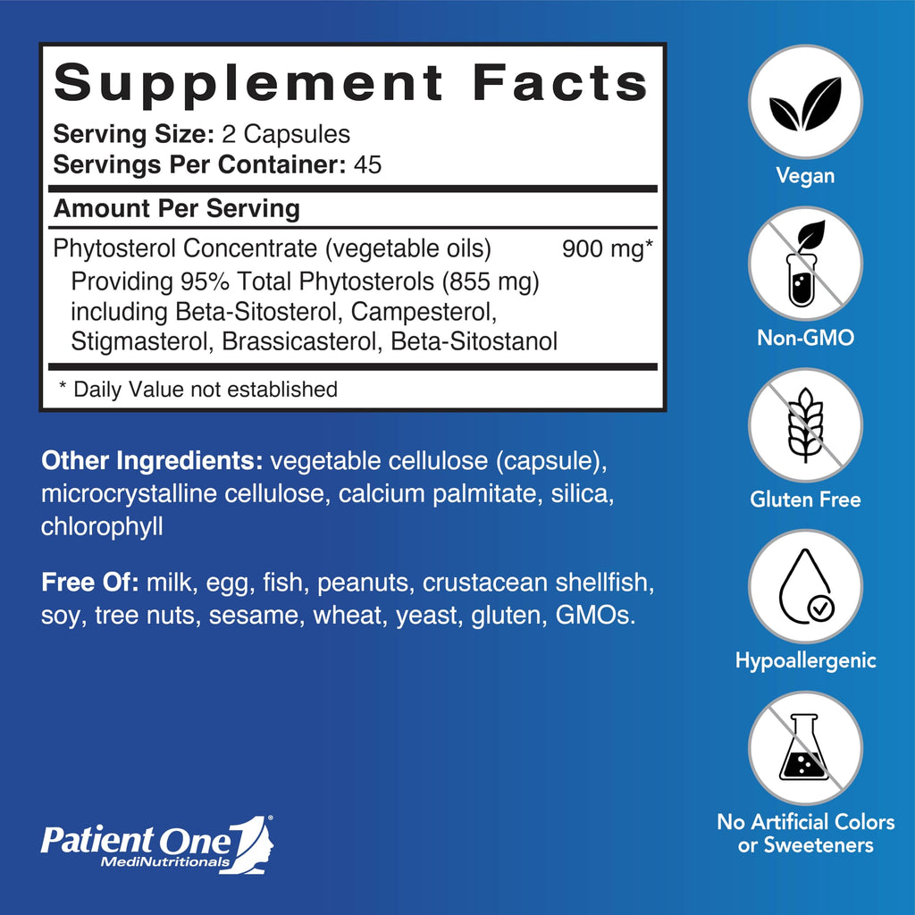 Patient One Phytosterol Complex 900 mg | Supplement to Support Heart Health and Healthy Lipid Metabolism* | with Plant Sterols | 90 Capsules