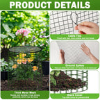 Plant Protector from Animals with Detachable Covers - 4 Pack 16”x 16" Wire Cage Cloches with Ground Stakes and Tools for Protecting Vegetable, Flower, Seedling