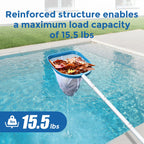 SORSWEET Professional Pool Skimmer Net 6 Feet with 6 Aluminum Poles - Fine Mesh for Fast Debris Removal - Ideal Pool Nets for Cleaning Ponds, Spas, and Hot Tubs - Efficient Pool Maintenance