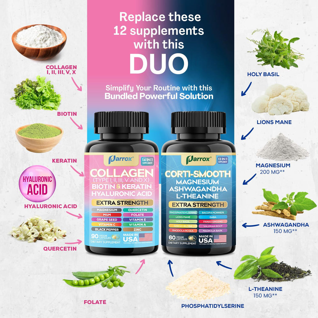 Cortisol & Collagen Support Bundle, Ashwagandha, Shining Serenity Set