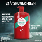 Old Spice Refreshing Body Wash for Men, High Endurance, 3X Defense, 24/7 Shower Fresh with Long Lasting Scent, Pure Sport Scent, 33.4 oz (Pack of 4)