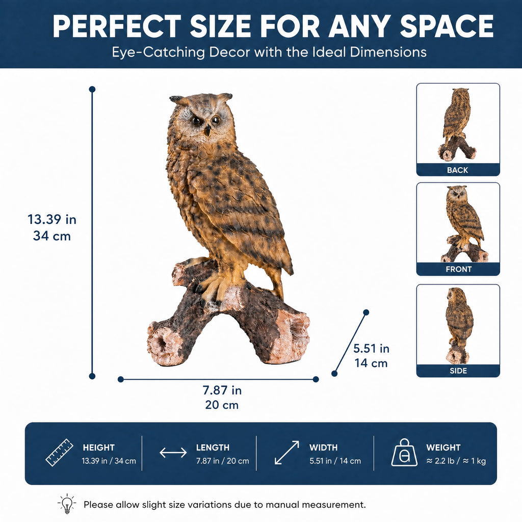 RKGOMDMU 13.3 - inch Owl Decoy Decor Outdoor Statue. Ideal for Animal Statues Courtyard Lawn Decoration, Sculptures for Yard and Grassland Adornment, Housewarming Gift.