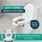 Lunderg Padded Toilet Seat Riser for Seniors - Adds 2 inches. Universal Fit - FIRM Raised Toilet Seat Cushion with High-Density Foam for Enhanced Comfort & Elevation. Post-Surgery Must have (White)