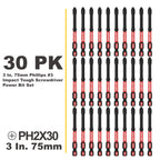 Geinxurn Impact Tough #2 Phillips 3 in. D2 Steel Long Extension Insert Driver Bits,30Pack 1/4 Inch Hex Shank Long Cross Magnetic PH2 Screwdriver Bits Set